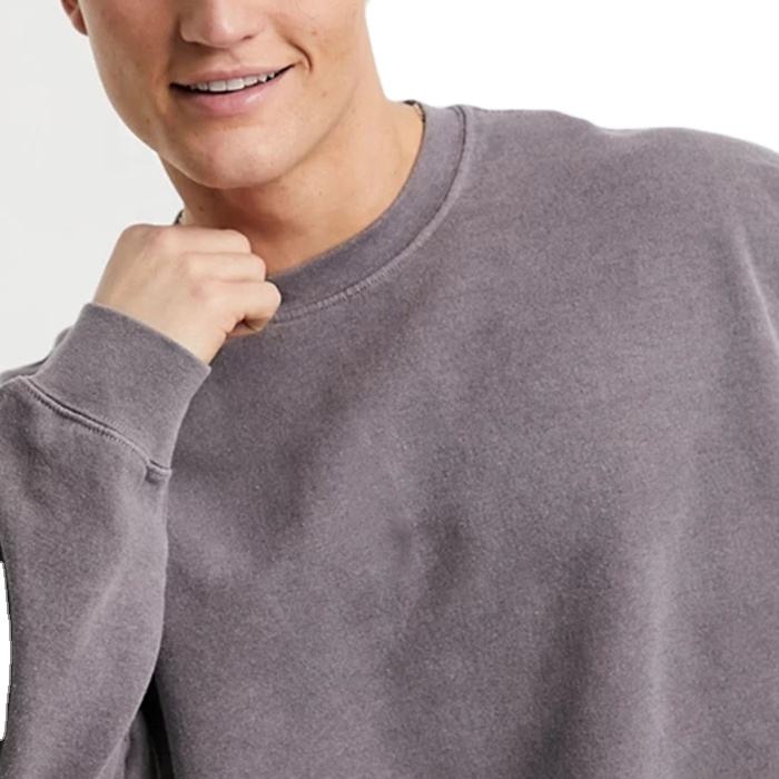 Hochwertige verwaschene Herren-Sweatshirts mit tief angesetzter Schulter, übergroße Herren-Sweatshirts mit Rundhalsausschnitt