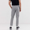 Men Fashion Woven Grey Plaid Check Cropped Trousers Pants