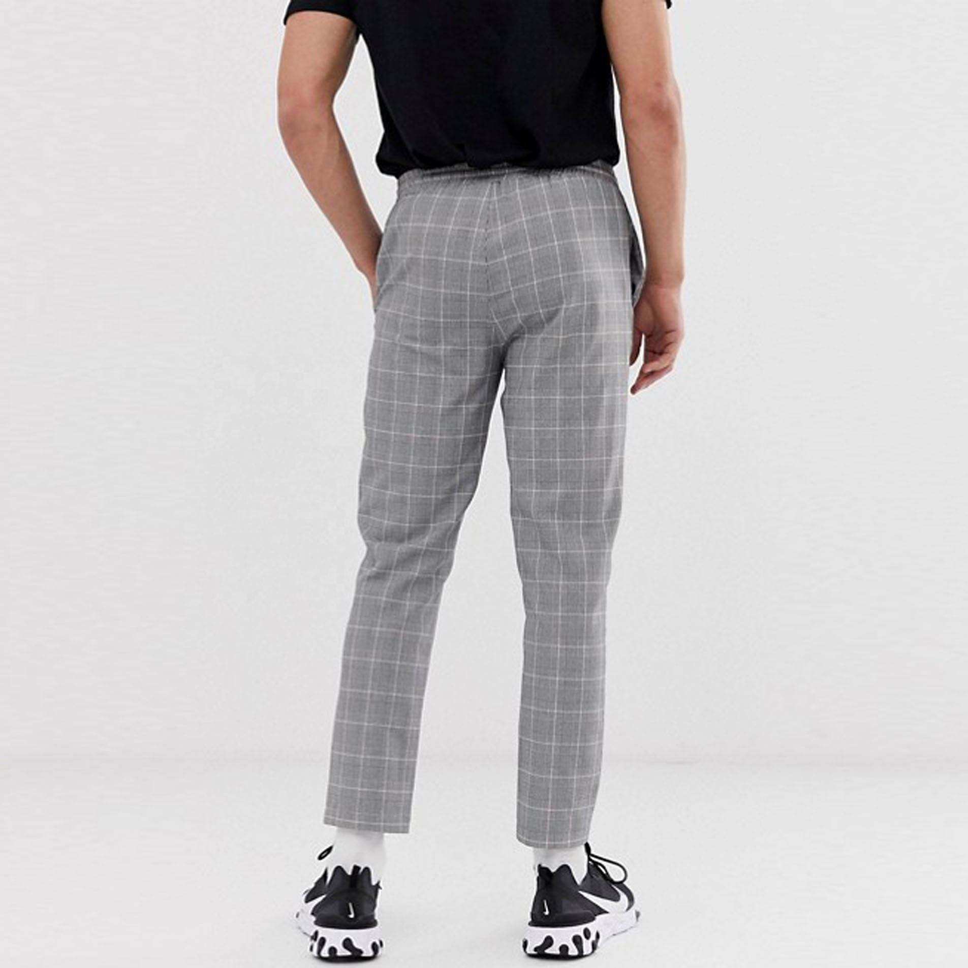 Pantalones cortos a cuadros grises tejidos a la moda para hombre