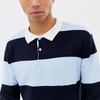 Embroidery Logo Long Sleeve Rugby Stripe Men Polo Shirt