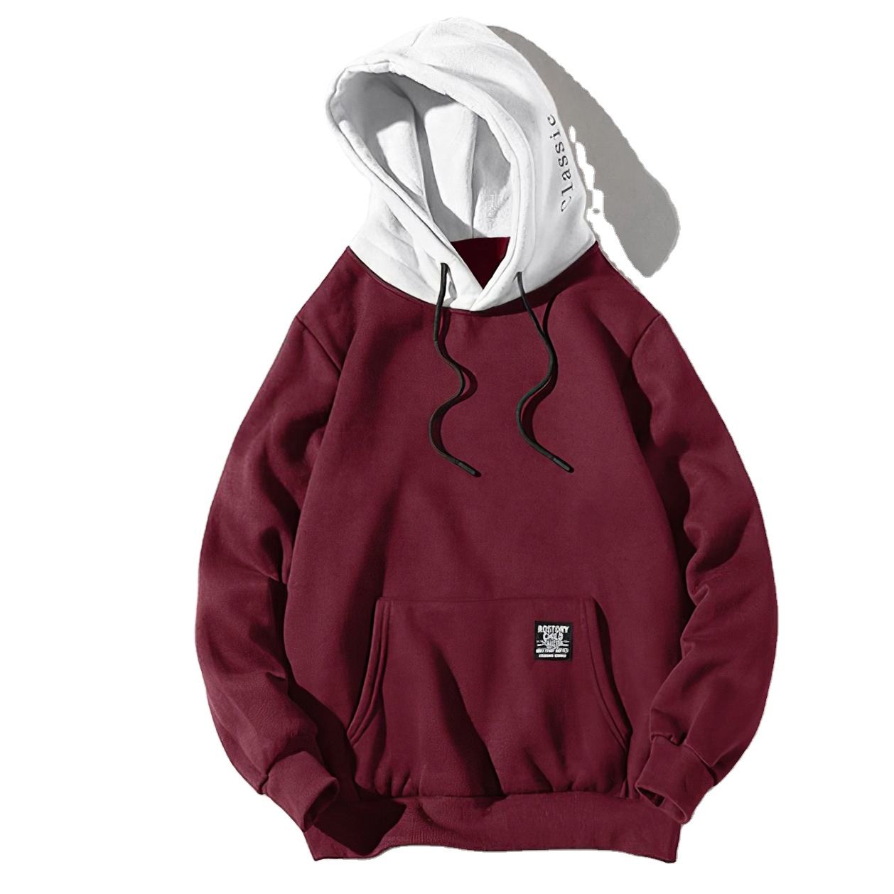 Wholesale Fleece Contrast Color Hooded Custom Printed Logo Hoodie With Own Logo