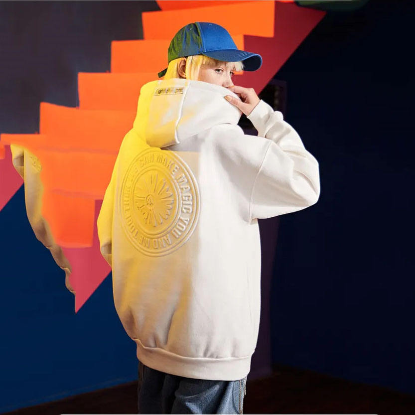 100 % bombaž, moški pulover z logotipom po meri, uniseks, pulover s kapuco in 3D reliefnim tiskom