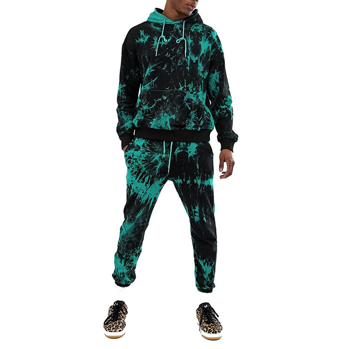 Bulk Wholesale Fall Sweatsuit Two Piece Tracksuits Sets Men Tie Dye Sweatsuit