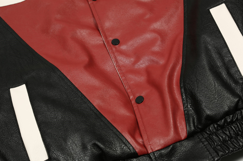 Oem Manufacturer Customized Casual Color Block Embroidery Plus Sizes Artificial Leather Men's Jacket