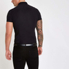 OEM Manufacturer Wholesale Mens Dress Shirts Black Poplin Grandad Collar Muscle Fit Shirt