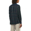 OEM Manufacturer Custom Men's Oversized Cotton Blue Green Color Block Plaid Check Flannel Shirts