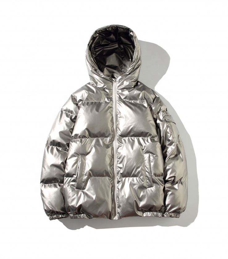 OEM Manufacturer Customization Winter Black Bomber Shiny Puffer Men Down Plus Sizes With Hood Jacket