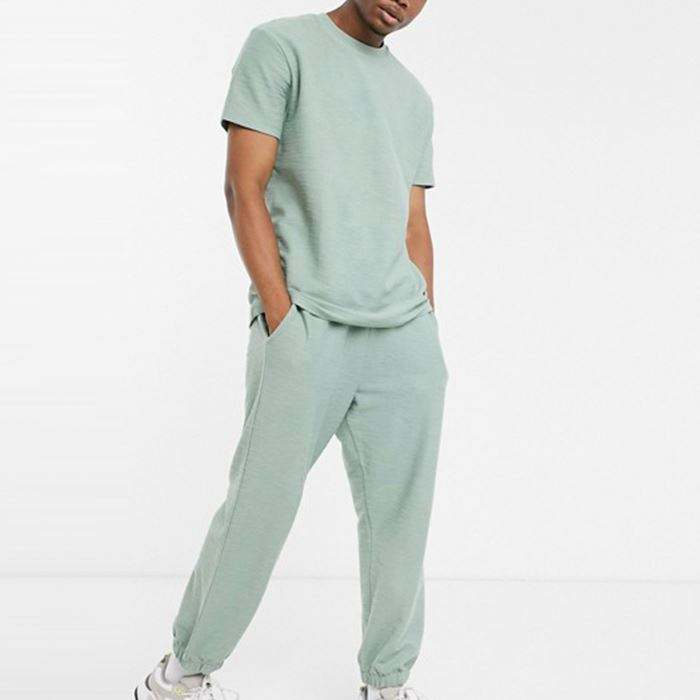 Summer Style Plain Men Tracksuit Set Two Piece T Shirt & Jogger Sets