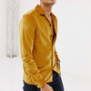 OEM Manufacturer Shirts For Men Regular Fit Long Sleeve Revere Velour Shirt In Mustard