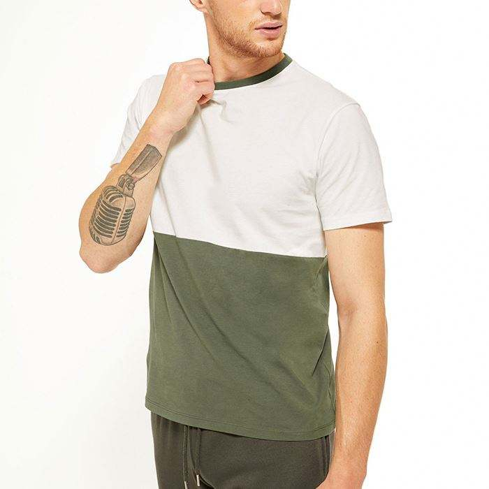 Oem Service Custom Brand Logo Tshirt Color Block Short Sleeve Men Fashion Designer Tshirts