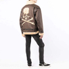 Oem Manufacturer Custom Winter Men Long Sleeve Leather Zipper Turn-Down Collar Skull Applique Print Bomber Jacket