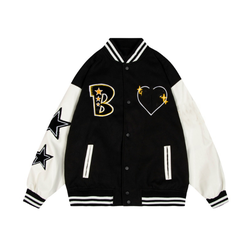 Oem Manufacturer Customized Pu Patchwork Embroidery Color Block Baseball Uniform Casual Plus Sizes Men's Jacket