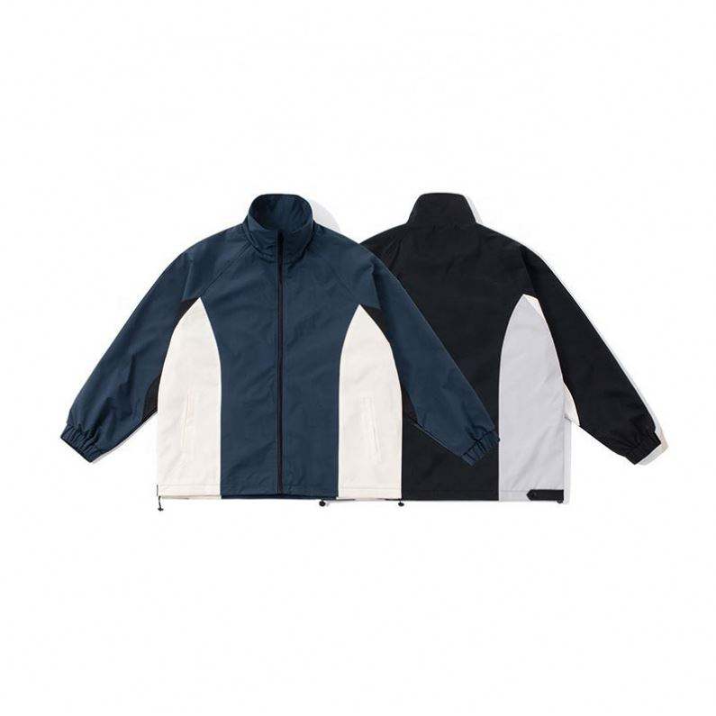 Oem Manufacturer Custom Plus Sizes Contrast Stitching Popular Stand Collar Zip Up Casual Jacket
