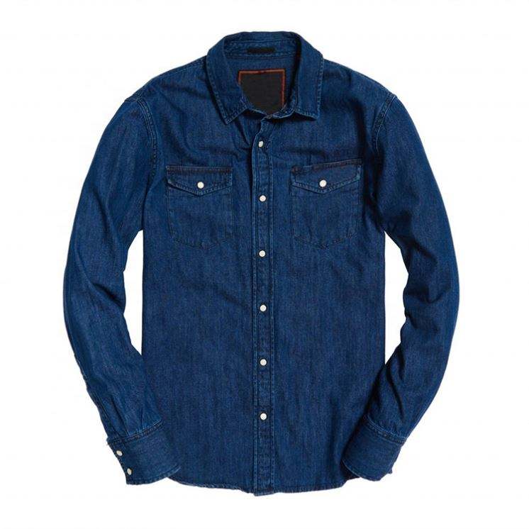 OEM Manufacturer Plus Size Mens Shirts Jeans Latest Design Washed Denim Shirt Regular Fit Casual Men Shirts