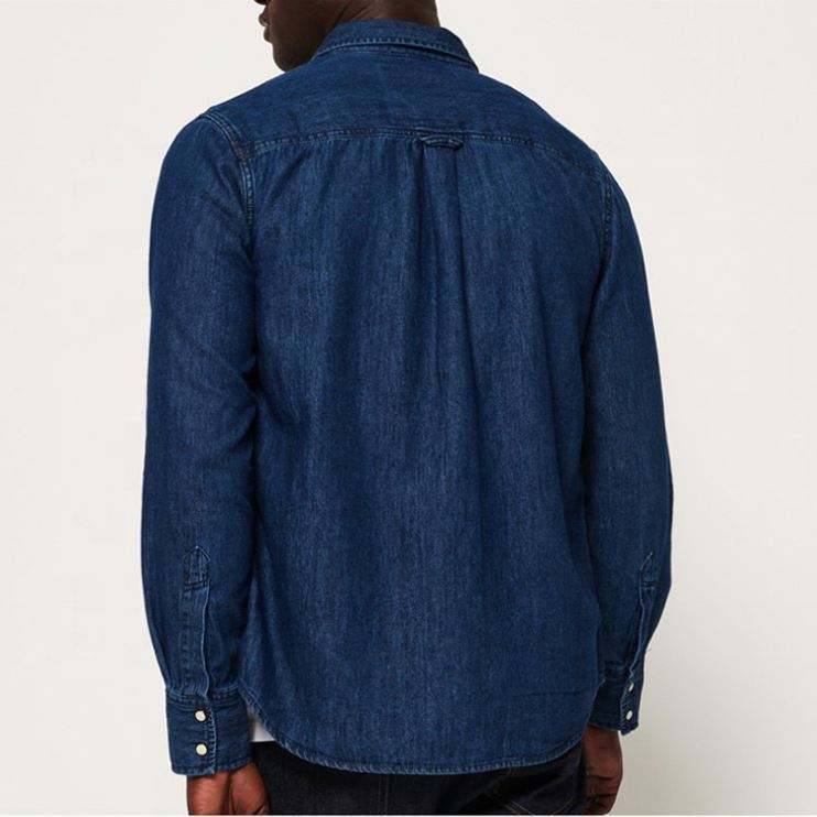 OEM Manufacturer Plus Size Mens Shirts Jeans Latest Design Washed Denim Shirt Regular Fit Casual Men Shirts
