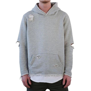 Nouveau style en gros de d&eacute;truire les hommes d'assoupissement de la fracture &agrave; hodies &agrave; Heather Grey