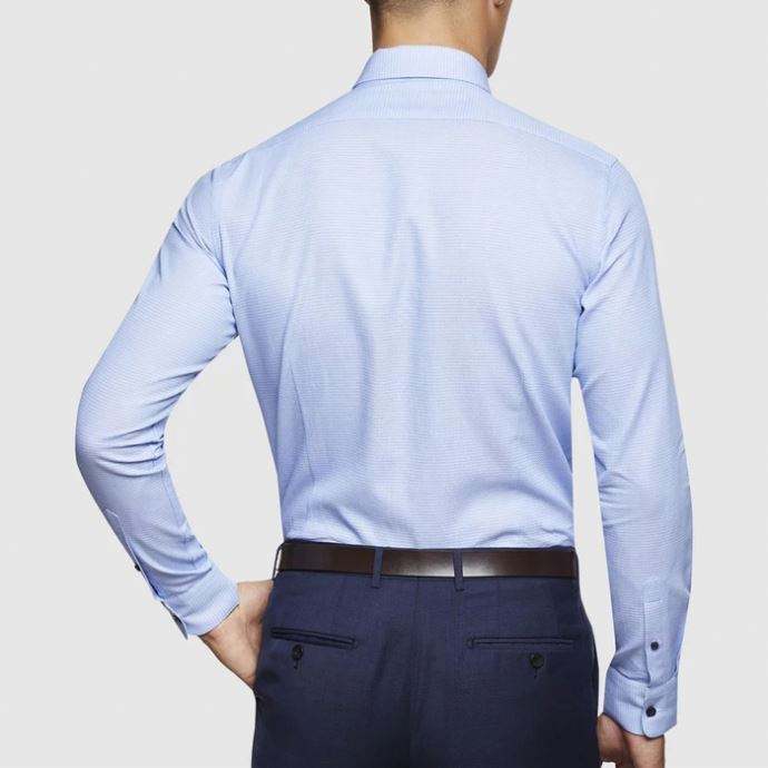 OEM Manufacturer High Quality 100% Cotton Slim Fit Blue Mens Dress Shirt