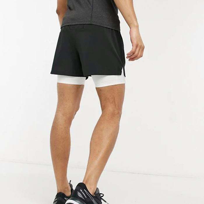 Hot Selling Activewear Color Block Athletic Cycling Shorts Elastic Waist Men 2-In-1 Running Shorts