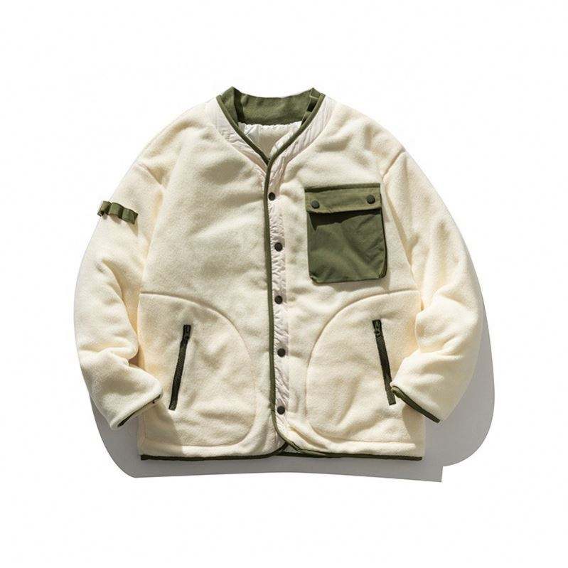 OEM Manufacturer Custom Multi-Pocket Solid Color Ribbed Hem Stand Collar Cotton Coats Jacket