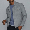 Custom Logo Design Street Western Jacket Down Collar Soft Blue 100% Suede Mens Jackets