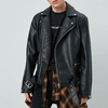 Mens New Fashion Style Hot Sale High Quality Leather Moto Zipper Up Jackets