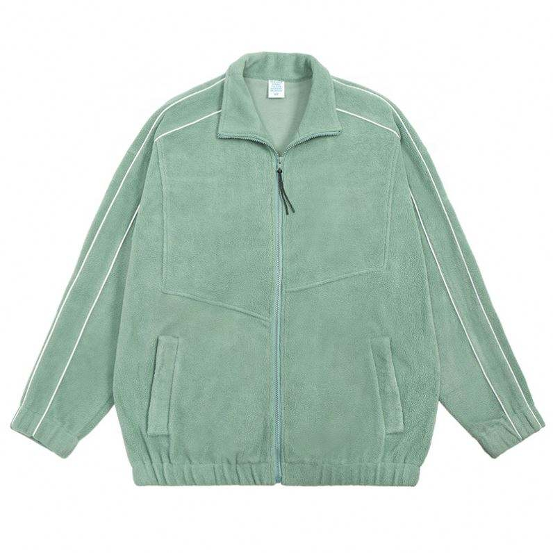 Oem Manufacturer Custom Street Polar Fleece Reflective Edge Men's And Women's Loose Casual Thicken Zipper Jacket