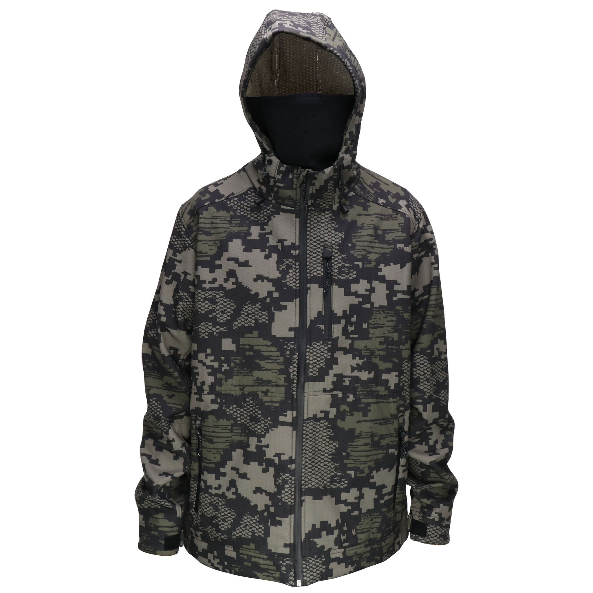OEM proizvođač prilagođenog logotipa Face Cover Stretch Softshell Camo Zip Up muška ribarska jakna