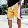High Quality Oem Sportswear Basketball Shorts Custom Color Block Striped Trim Detail Mens Mesh Shorts With Zip Pocket