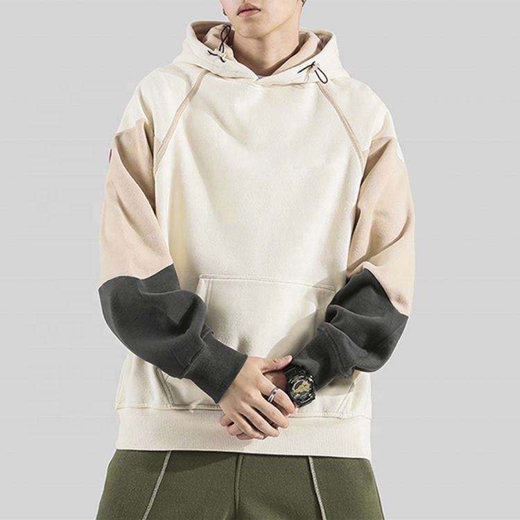 OEM Manufacturer Custom Unisex Cotton Color Block Pullover Tech Fleece Men's Hip Hop Oversized Hoodies