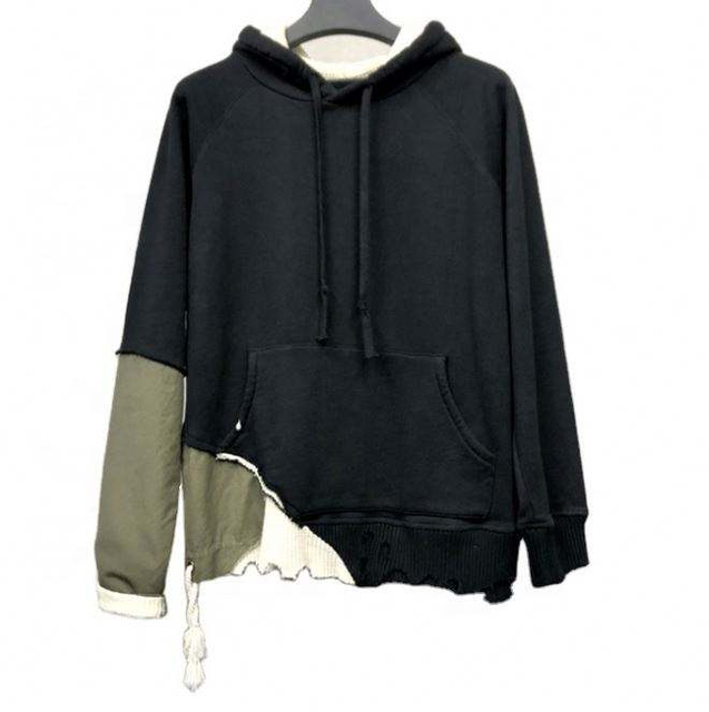 OEM Manufacturer Customized Distress Patchwork Casual Custom Sweatshirt Plus Size Hoodies Men Hoodies