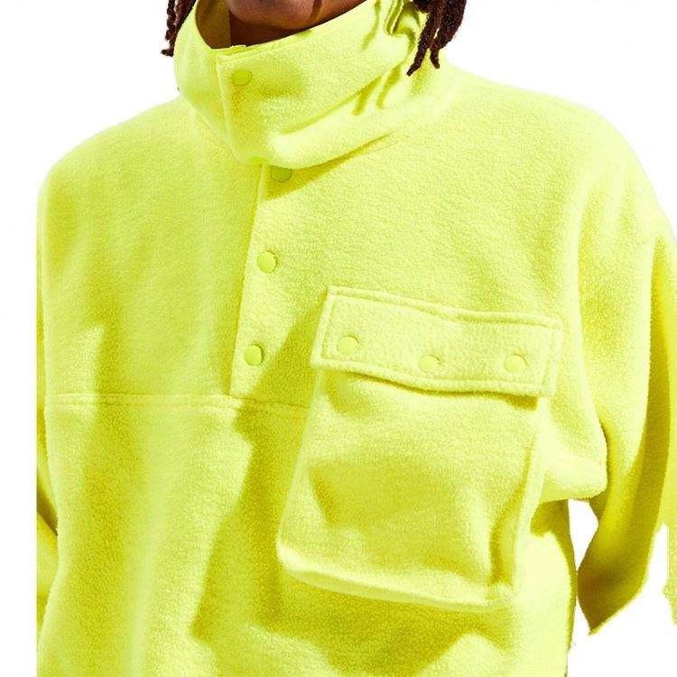 OEM Manufacturer Custom Stylish Hip Hop Yellow Mens Fleece Long Sleeve Crew Neck Sweatshirt With Chest Cargo Pocket