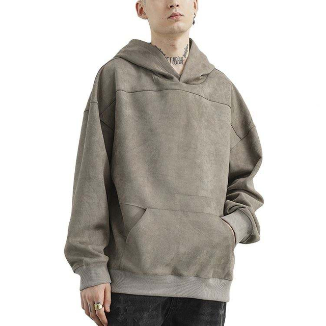 OEM Manufacturer Wholesale Daily Wear Over-Sized Mens Hoodies High Street Embroidered Suede Hoodie