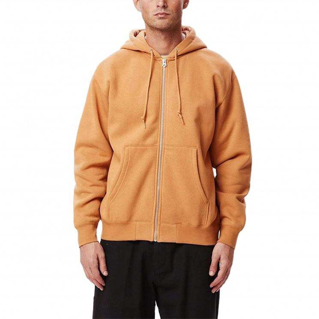 OEM Manufacturer Wholesale Zipper Up Fleece Hoodies Regular Fit Men Plain Blank Brown Fleece Sweatshirt Hoodies