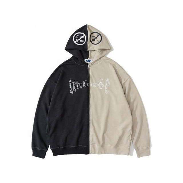 OEM Proizvođač kontrastne boje za šivanje kapuljača Trend labavi casual svestrani dvoslojni dvoslojni prilagođeni hoodie pulover vrh