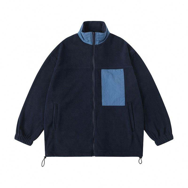 OEM Manufacturer Custom Logo Fall Winter Men's Contrast Color Micro Polar Fleece Blank Zipper Coat Windproof Plains Jacket