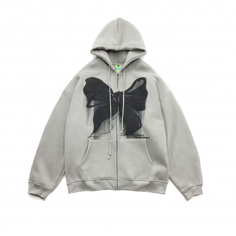 OEM Manufacturer Custom Logo 3D Stereoscopic Bubble Foam Print Screen Ink Zip Up Puff Printing Hoodie