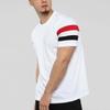Aangepaste afdrukken gestreepte mouw T-shirts mannen korte mouw ronde nek wit t-shirt in bulk