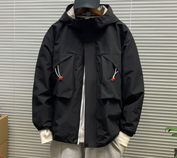 Oem Manufacturer Customized Solid Polyester Pocket Men's Coat Casual Loose Plus Size Jacket