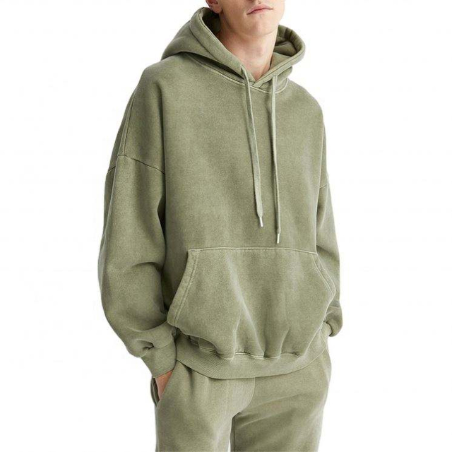 OEM Manufacturer Custom Men's Clothing Washed Distressed Oversized Hoodie Pullover Blank Faded Hoodie Sweatshirt Coats