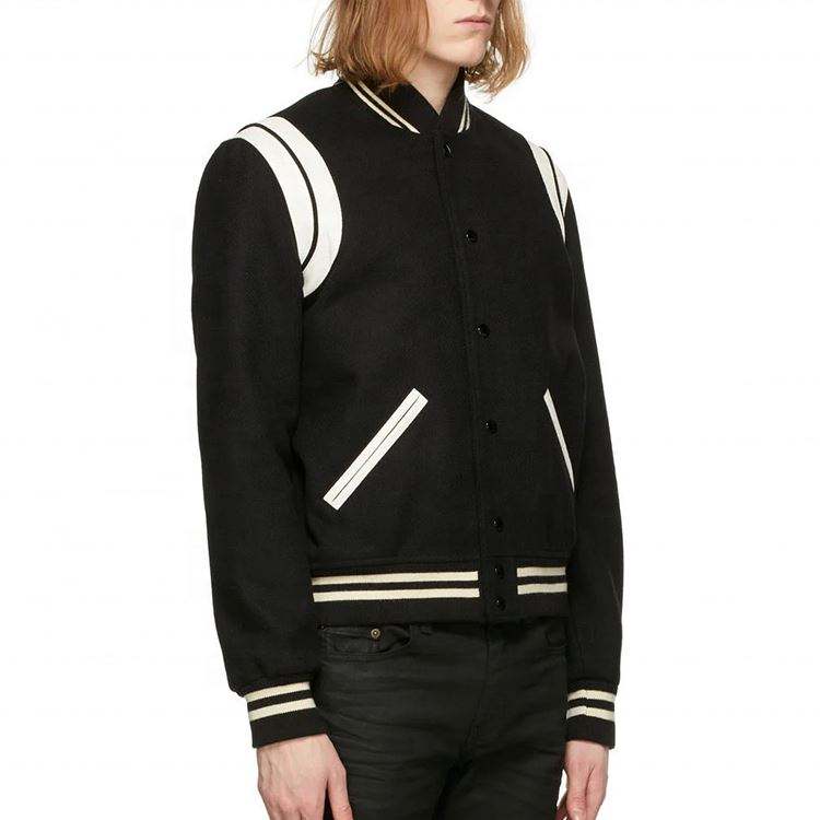 Oem Manufacturer Custom High Quality Bomber Wholesale Men Black Baseballs Jacket