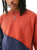 OEM Manufacturer Custom Men Cotton Oversized Color Block Raw Hem Stitching Crew Neck Sweatshirts