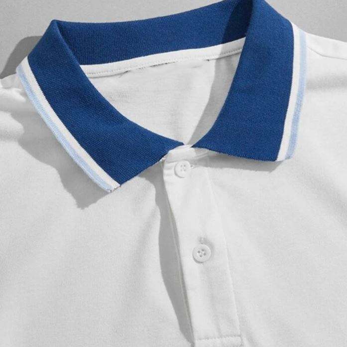 Op maat geborduurd logo blanco T-shirt heren effen golfpoloshirt contrastkraag herenpolo met korte mouwen