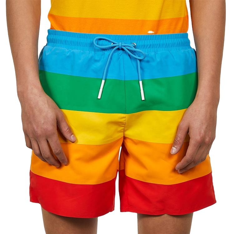 OEM 100% polyesterové pánske šortky Color Block Custom Rainbow šortky