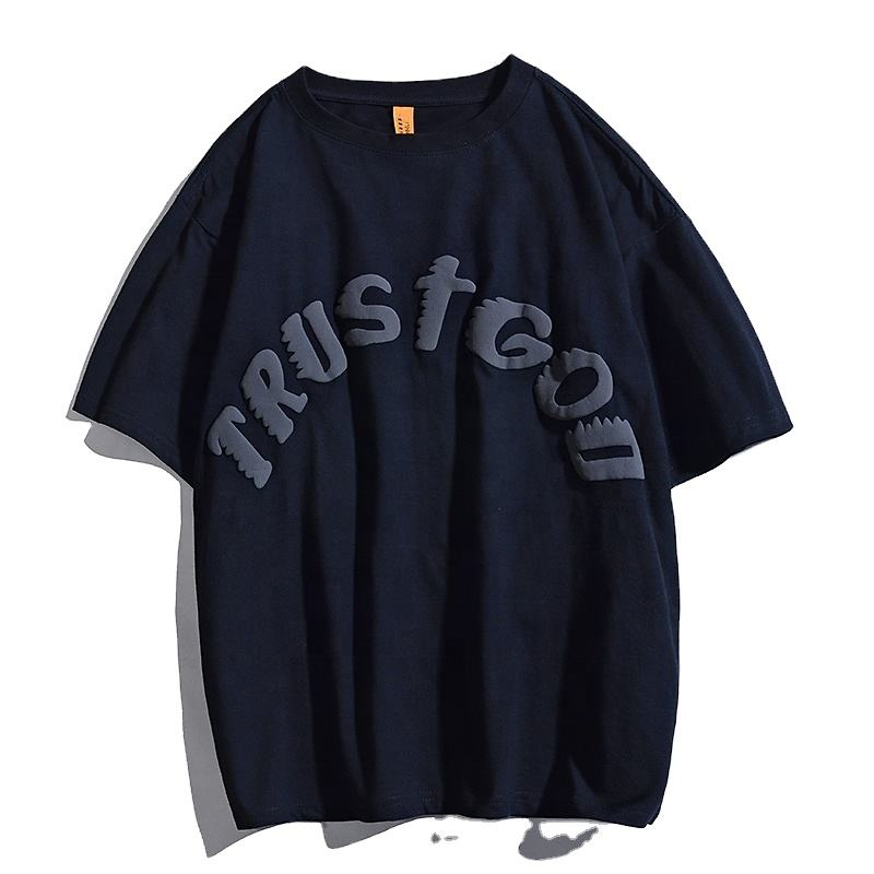 Anpassade män 100% bomull överdimensionerad pufftryck t -shirt