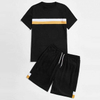 Men Summer Shorts Set Short Sleeve Striped T Shirt And Shorts Two Piece Sets