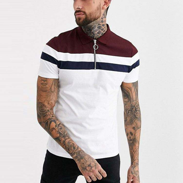 Bloc de couleur pour hommes personnalisés T-shirt Polo Cotton Polo