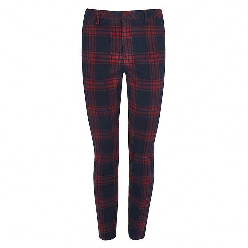 OEM Customize Red Check Skinny Chino Pants Dress Pant For Men