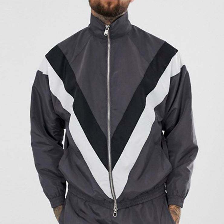 Custom Tracksuit Nylon Ripstop Contrast Stripe Jogging Suits Wholesale