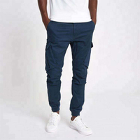 Mens Cargo Formal Casual Chino Slim Cropped Classic Side Pockets & Leg Cuffings Trousers