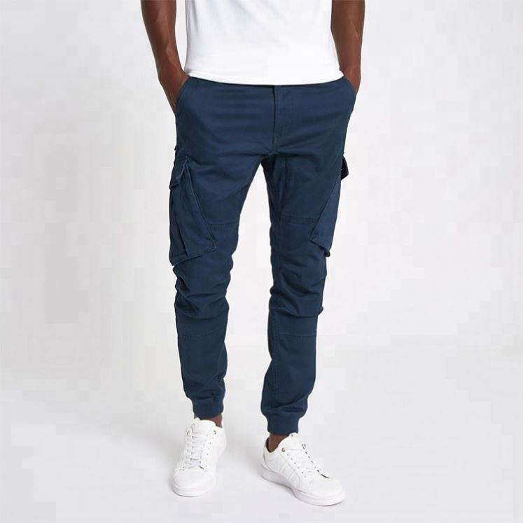 Mens Cargo Formal Casual Chino Slim Cropped Classic Side Pockets & Leg Cuffings Trousers